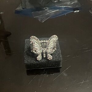 Paparazzi Silver and White Butterfly Ring